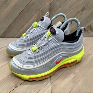 Nike Air Max 97 RFT GS Athletic‎ Shoes Womens Size 6.5 Metallic Silver Volt